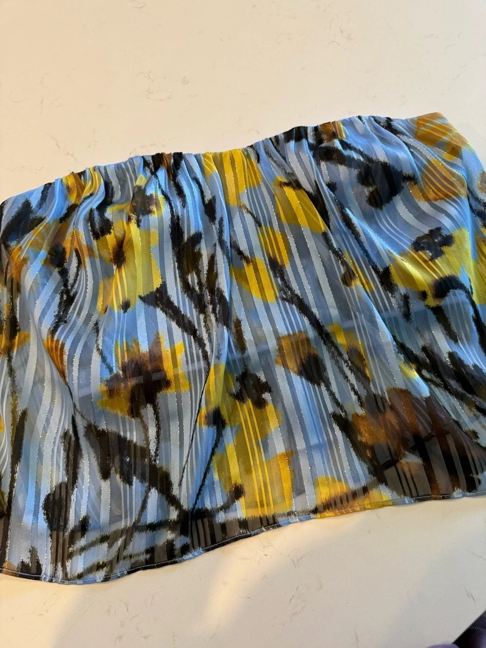 Pearl By Lela Rose Multicolor Flounce Sleeveless Blouse Size 8